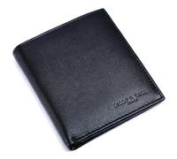 Biggs & Bane Leather Wallets for Men | RFID Blocking Genuine Leather Bi-Fold Multi Card Wallet | Slim Wallet | Holds up to 12 Cards and Currency | with Gift Box (Black)