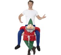 Biggyback Elf Costume Christmas Novelty Fancy Dress Outfit Ride On Mascot