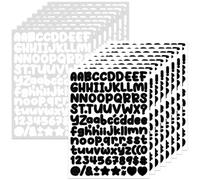 Bighan 0.5 Inch Small Vinyl Letter Number Sticker, 16 Sheets Self Adhesive Alphabet Number Sticker Symbol Stickers for Sign, Decor, Scrap Booking, Crafts and Decoration - Cartoon Black&White