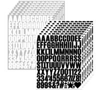Bighan 1 Inch Vinyl Letter Number Sticker, 12 Sheets Self Adhesive Alphabet Number Sticker Symbol Stickers for Sign, Decor, Scrap Booking, Crafts and Decoration - Bold Black&White
