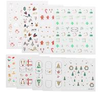 Bighan 10 Sheets Christmas Nail Art Stickers Self-Adhesive Designs with Christmas Trees Snowflakes Snowmen Reindeer Santa Hats Nail Stickers Decals