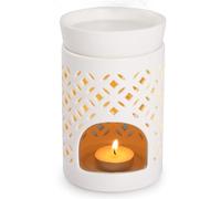 Bighan Wax Melt Burner Ceramic Oil Burner Aroma Diffuser Split-type Hollow design Essential Oil Burners Aromatherapy with Tealight Holder for Home, Bedroom,Yoga Room Decor-White