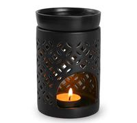Bighan Wax Melt Burner Ceramic Oil Burner Aroma Diffuser Split-type Hollow design Essential Oil Burners Aromatherapy Tealight Holder for Home, Bedroom,Yoga Room Decor-Black