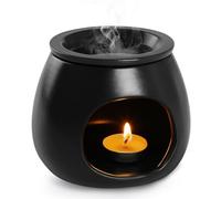 Bighan Wax Melt Burner, Ceramic Oil Burner Aroma Diffuser, Wax burner Ceramic Burners, Aromatherapy Holder, Tealight Holder Diffuser, Essential Oil, Candle Burnerfor Home Office Decor- Black