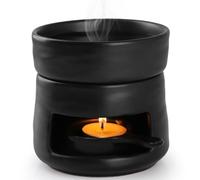 Bighan Wax Melt Burner Ceramic Oil Burner Aroma Diffuser Wax Essential Oil Burner Aromatherapy with Tealight Holder Home Bedroom Decor, Black