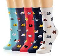 Bighand Cat 3-5 Pairs Womens Cute Animal Patterned Funny Novelty Cotton Crew Socks - Multicoloured - One Size