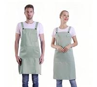 BIGHAS H Back Style Apron with Pocket for Women, Men Adjustable Large Size Comfortable, Kitchen, Home, Cooking 12 Colors (Gossamer Green)