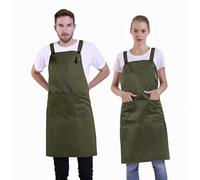 BIGHAS H Back Style Apron with Pocket for Women, Men Adjustable Large Size Comfortable, Kitchen, Home, Cooking 12 Colors (Bronze Green)