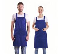 BIGHAS H Back Style Apron with Pocket for Women, Men Adjustable Large Size Comfortable, Kitchen, Home, Cooking 12 Colors (Sapphire Blue)