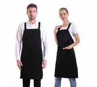 BIGHAS H Back Style Apron with Pocket for Women, Men Adjustable Large Size Comfortable, Kitchen, Home, Cooking 12 Colors (Black)