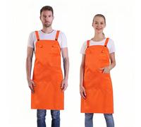 BIGHAS H Back Style Apron with Pocket for Women, Men Adjustable Large Size Comfortable, Kitchen, Home, Cooking 12 Colors (Orange)