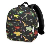 BIGHAS Lightweight Toddler Kids Backpack with Chest Strap For Boys and Girls, Preschool Kindergarten 3-6 Years Old 30 Colors (Dinosaurs/Black)