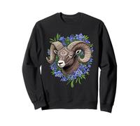 Bighorn Sheep And Blue Colorado Columbine Flowers Sweatshirt