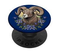 Bighorn Sheep With Blue Colorado Columbine Flowers PopSockets Adhesive PopGrip