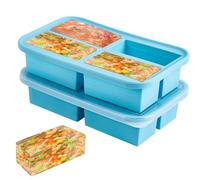Bigingjia Large Silicone Soup Freezer Tray with Lid, Souper Freezer Cubes Container for Sauce, Meal Prep, and Food Storage,Silicone Soup Cubes, Food Freezing Tray Mold for Batch Cooking(2Pack)