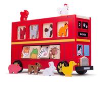 Bigjigs Educational Wooden Red Bus Shape Sorting Sorter Toy Play Set
