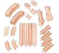 Bigjigs Rail 24 Piece Wooden Train Track, Curves & Straights Expansion Pack, ...