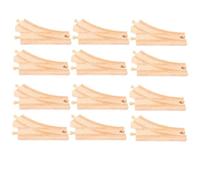 Bigjigs Rail Additional Wooden Train Track Curved Points (Pack of 12) in Brown Bigjigs Rail Brown