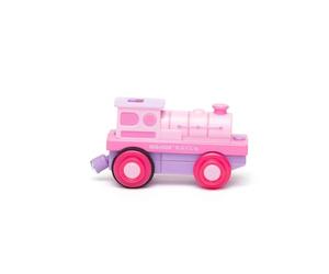 Bigjigs Rail Battery Powered Pink Loco Train | Motorised Engine Accessories for Wooden Railway Track Set | Model Toy Gift for 3+ Year Old Kids | Ideal as an Educational Tool for Children