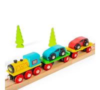 Bigjigs Rail Car Loader Train, Transporter with Engine, Carriages & Ramp