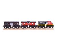 Bigjigs Rail CN Train, Wooden Engine & Wagon with Magnetic Couplings | Replica Engine & Wagon, Compatible with Most Major Wooden Railway Brands, Educational Gift for Children Age 3+