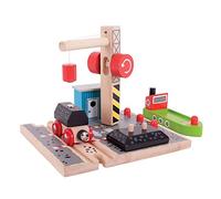 Bigjigs Rail Coal Canal Docks, Crane & Magnetic Pulley Train Accessory