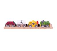 Bigjigs Rail Construction Train - 6pcs Wooden Railway Accessory, Fun Kids Toys, Gifts For Toddlers, Compatible With Most Other Rail Brands, Age 3 Years Old +