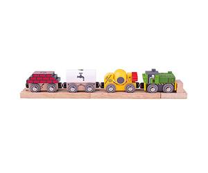 Bigjigs Rail Construction Train - 6pcs Wooden Railway Accessory, Fun Kids Toys, Gifts For Toddlers, Compatible With Most Other Rail Brands, Age 3 Years Old +