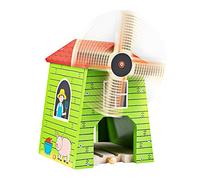 Bigjigs Rail Country Windmill Toy Train Tunnel - Bigjigs Train Accessories, Wooden Train Track Accessories, Windmill for Train Set, Trains for Kids