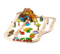 Bigjigs Rail Dinosaur Train Set | Wooden Railway Sets for Kids | Wood Track with Toy Dinosaurs & Accessories | Montessori Toys for Children Age 3+ | Developmental Activity | Gifts for Toddlers
