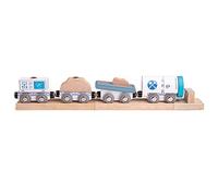 Bigjigs Rail Drilling Train - 4pcs Wooden Trains, Kids Railway Toys & Accessories, Gifts For Toddlers, Compatible With Most Other Rail Brands, Age 3 Years Old +