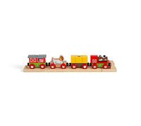 Bigjigs Rail Farmyard Train - Other Major Wooden Rail Brands are Compatible | Compatible with Most Major Wooden Railway Brands, Wooden Farmyard Railway Engine Gift for Kids