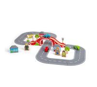 Bigjigs Rail Figure of 8 Roadway, 36 Piece Wooden Road Track Set | Tiles, Traffic Lights & Town Accessories, Compatible with Most Major Railway Brands, Educational Gift for Children Age 3+