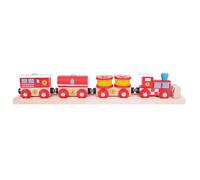 Bigjigs Rail Fire and Rescue Train - Fire Train Toy, Bigjigs Train Accessories Compatible With Most Wooden Train Sets, Quality Wooden Train Accessories