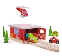 Bigjigs Rail, Firestation Shed, Wooden Toys, Bigjigs Train Accessori (US IMPORT)
