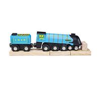 Bigjigs Rail Heritage Collection Mallard Wooden Toy Train | Compatible with Most Major Wooden Railway Brands, Wooden Heritage Train Gift for Kids