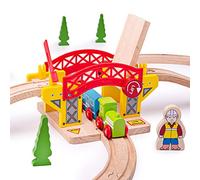Bigjigs Rail Lifting Bridge, Wooden Suspension Railway Track Accessory | Suspension Bridge, Compatible with Most Major Wooden Railway Brands, Educational Gift for Kids Age 3+