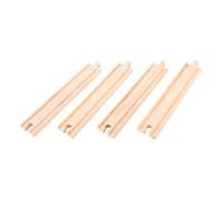 Bigjigs Rail Long Straights (Pack of 4) - Other Major Wooden Rail Brands are Compatible