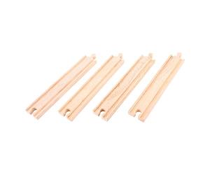 Bigjigs Rail Long Straights (Pack of 4) - Other Major Wooden Rail Brands are Compatible