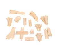 Bigjigs Rail Low Level Wooden Track Expansion Pack, Straights, Curves, Junctions and more - 25 Pieces, none