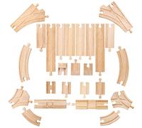 Bigjigs Rail Low Level Train Track Expansion Pack - 25 Piece Wooden (US IMPORT)