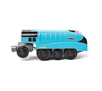 Bigjigs Rail Mallard Battery Operated Train | Classic Steam Trains for Kids Wooden Railway Set | Locomotive Engine Toy with Magnetic Couplings | Educational Toddler Toys | Gifts for 3+ Year Olds