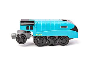Bigjigs Rail Mallard Battery Operated Train Classic Steam Locomotive Engine | Locomotive with Magnetic Couplings, Compatible with Most Major Wooden Railway Brands, Educational Gift for Children Age 3+