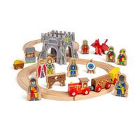 Bigjigs Rail Medieval Train Set - 33 Pcs Wooden Railway Set, Rail Toys For Kids