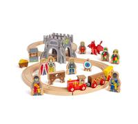 Bigjigs Rail Medieval Train Set, 33 Piece Wooden Railway Playset