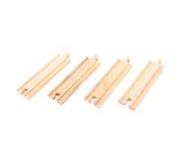 Bigjigs Rail Medium Straights, Pack of 4 Wooden Train Track Pieces | Compatible with Most Major Wooden Railway Brands, Wooden Train Track Expansion Pack