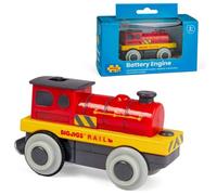Bigjigs Rail Mighty Red Loco Battery Operated Engine | Motorised Train Figures for Wooden Railway Tracks | Gifts for 3+ Year Olds | Educational Toy for Kids
