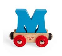 Bigjigs Rail Name Letter M, Blue Personalised Wooden Railway Carriage