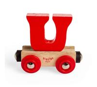 Bigjigs Rail Name Letter U, Red Personalised Wooden Railway Carriage