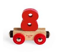 Bigjigs Rail Name Number 8, Dark Red Personalised Wooden Railway Carriage | Personalised Wooden Number Carriage, Spell Out Names on Your Train Set, Compatible with Most Major Wooden Railway Brands